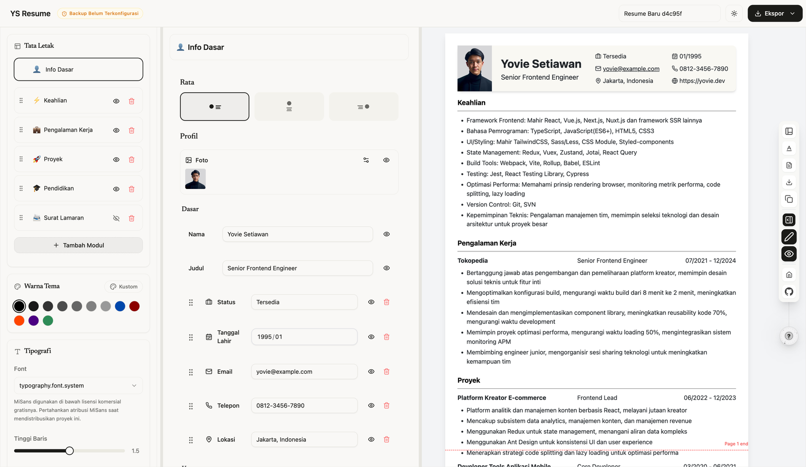 Resume Editor Preview